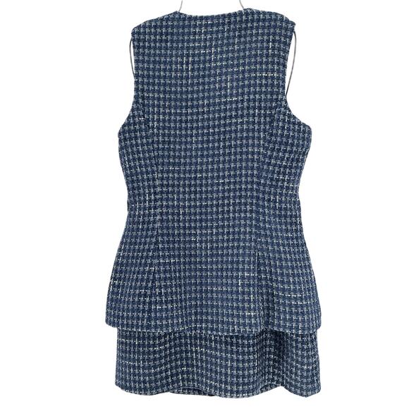 Amanda Uprichard Tweed Blue Kendall Romper Size S - Picture 3 of 4